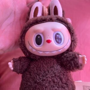 Brown Secret Original Macaroon Labubu Plush Doll Stuffed Toy Keychain Pendant